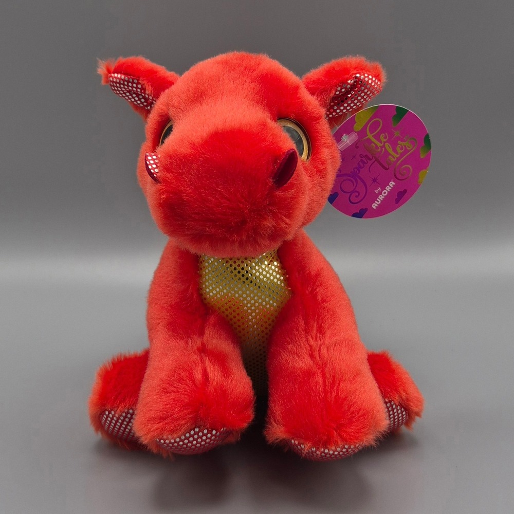 Aurora Sparkle Tales Flame Red Dragon Plush Stuffed Animal 16757 NWT